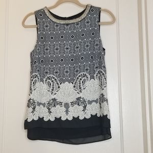 Sleeveless Blouse With Sequined Neckline